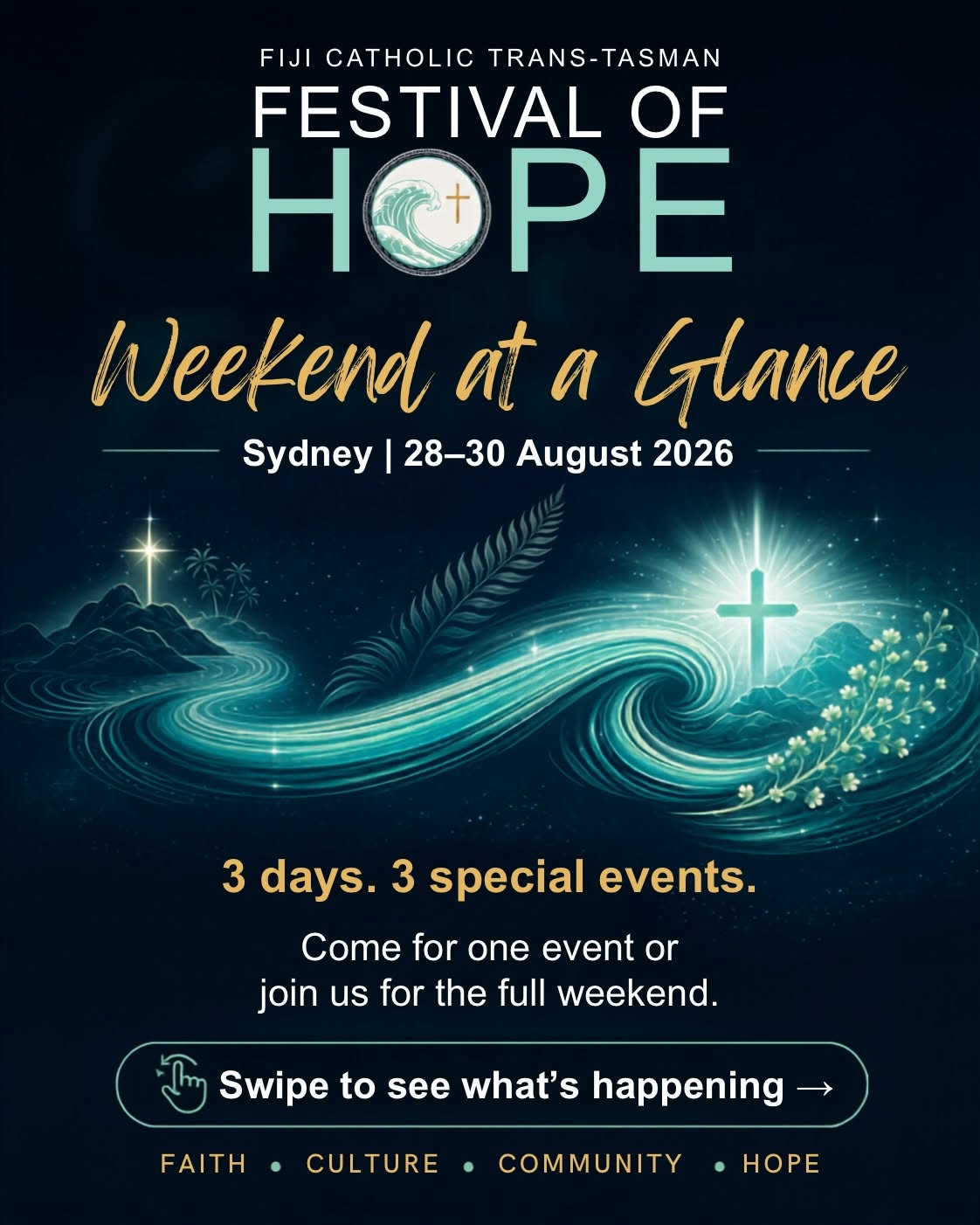 Festival of Hope — weekend at a glance, Sydney 28–30 August 2026